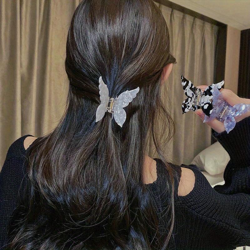 New Acetate Resin Hair Claw Sweet Butterfly Hairpin Clip Gradient Tie-Dye Colored Hair Accessories Barrettes Women Girls