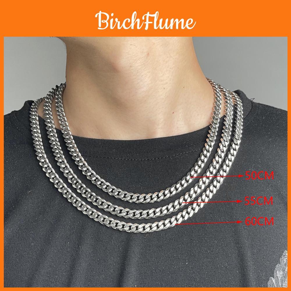 Titanium Steel Cuban Chain Necklace For Men With Geometric Style Streetwear Jewelry