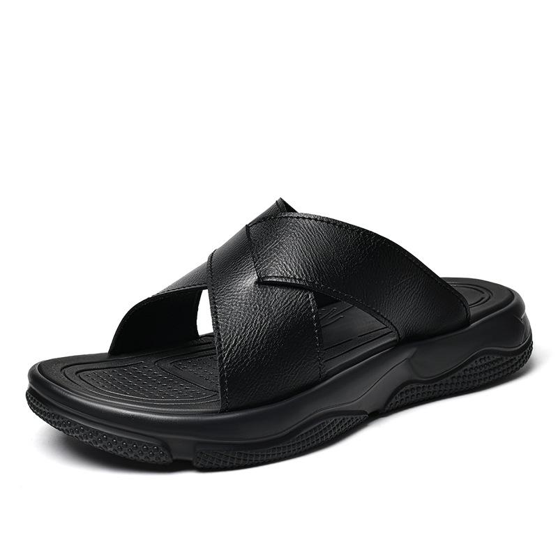 Men s Plus Size Genuine Leather Non-Slip Thick Sole Slip-On Sandals 46 43