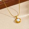 Gold Plated Herringbone Pearl Pendant Necklace Dainty Choker Jewelry for Women