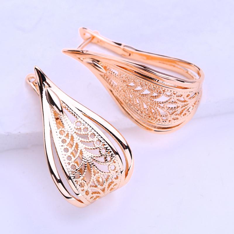 LSOOYH Clip Ohrringe Rose Gold Farbe Mode Ohrring Für Frauen Hohl Ohrstecker Schmuck
