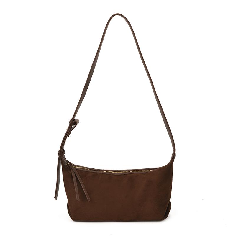 2026 High Quality Bags Faux Suede Solid Color Zipper Large Capacity Shoulder Bags Winter New Trend Temperament Satchels