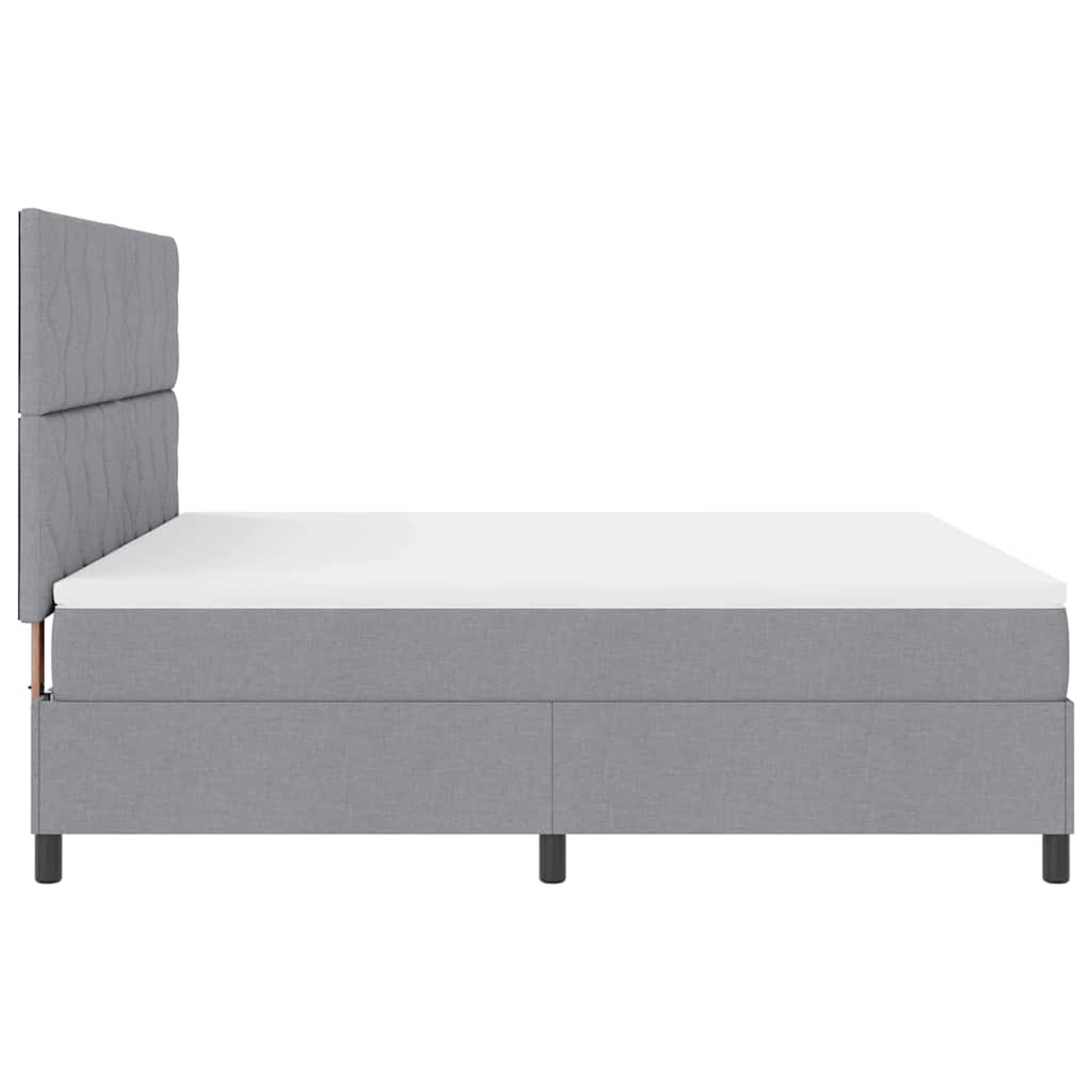 Box Spring Bed with Headboard Light Gray 180 x 200 cm Fabric