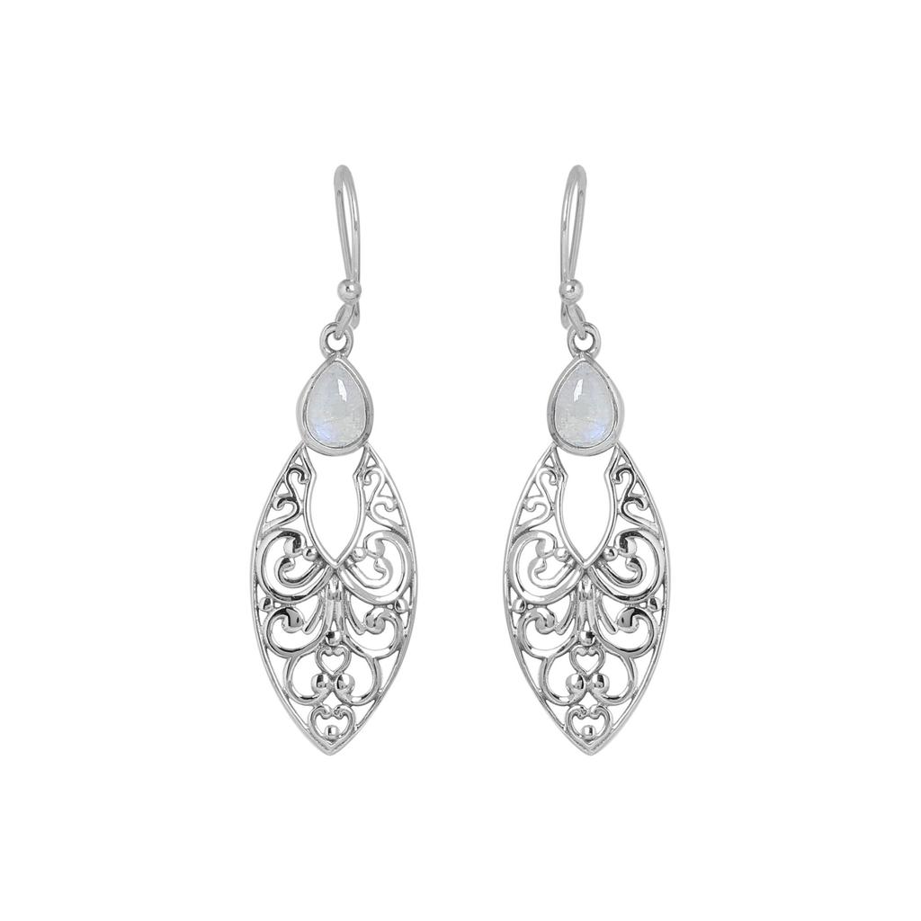 Natürlicher Mondstein Silberohrring, Juni Geburtssteinohrring, 925 Sterlingsilber handgefertigter Schmuck, Silber Hängeohrring, Geschenk für sie