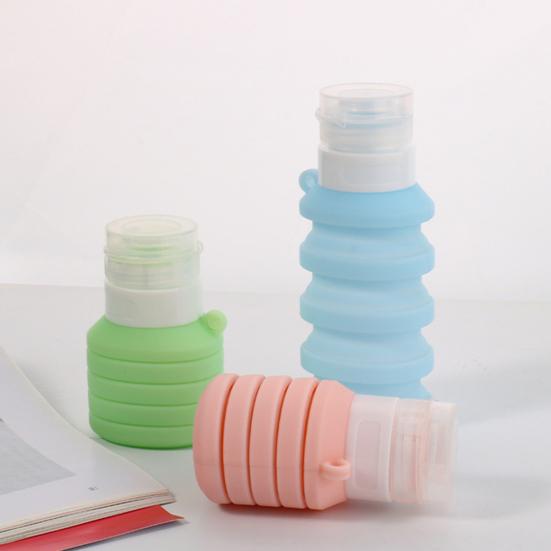 Travel Essentials 50/110ML Collapsible Silicone Bottle for Toiletries, Leak Proof Squeezable Size Container, Foldable Refillable Shampoo Lotion