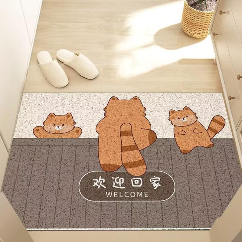Cartoon Silk Circle Floor Mat Entering The Door, Porch Foot Mat Household Cute Mat Entering The Door, Rubbing Soil And Wear-Resistant Carpet