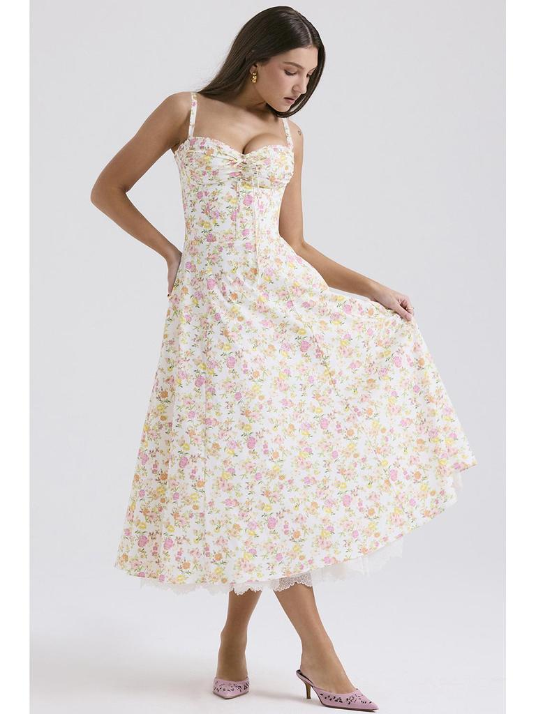 European & American Floral French Style Summer Camisole Dress – Gentle, Slimming Long Floral Dress