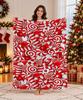 Christmas Red White Throw Blanket with Candy Cane & Swirl Lollipop Pattern Super Soft Warm Sofa Bed Holiday Gift Blanket