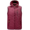 Men's Hooded Cotton-Padded Vest with Zipper Pockets for Autumn & Winter