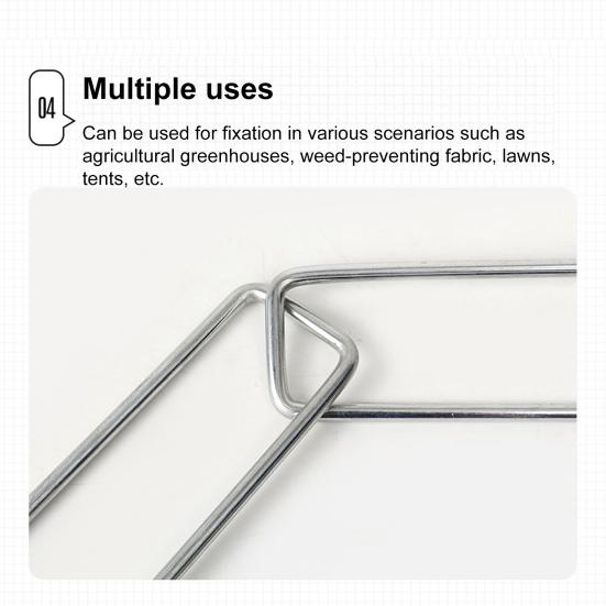 100 Pcs Landscape Staple Galvanized Steel Garden Stakes U-Shaped Pins for Geotextile Lawn Patio Landscaping Fabric Barrier Irrigation Tubing