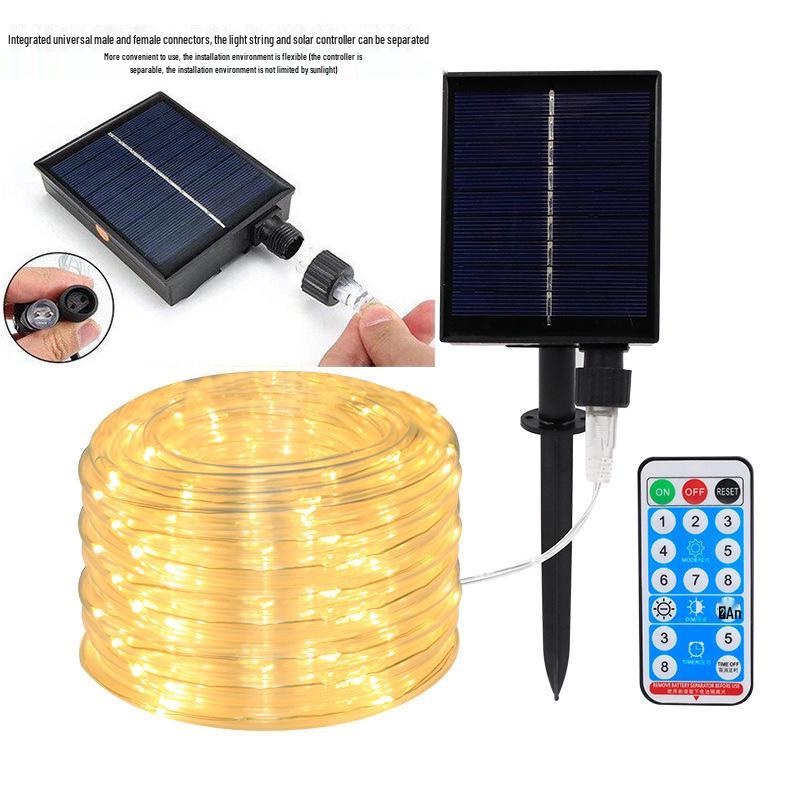 LED Solar Tube String Lights, Outdoor Waterproof Copper Wire, Soft Light Strip for Courtyard Decoration
