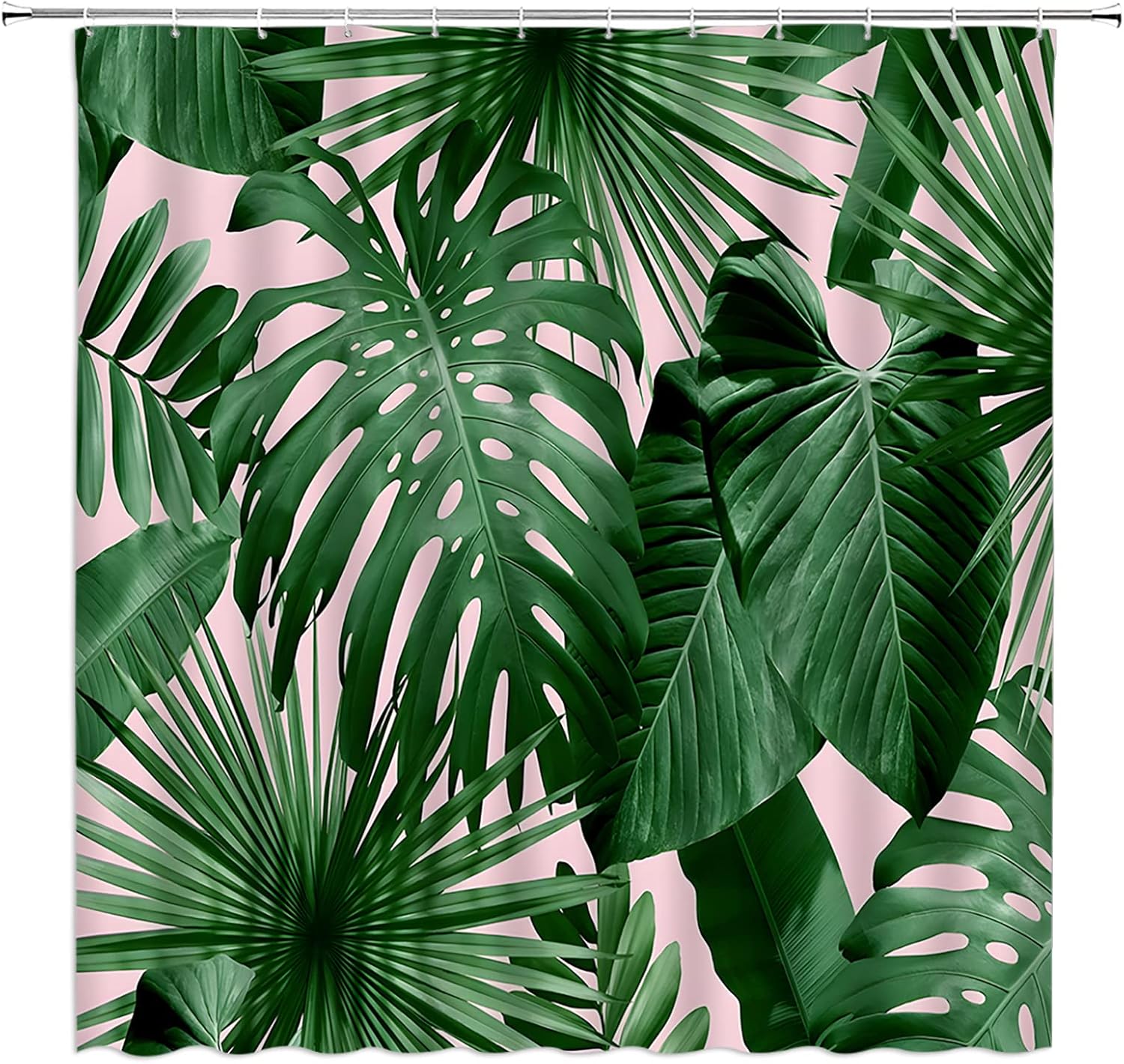 

Tropical Leaves Shower Curtain Green Plant Palm Monstera Banana Leaf Botanical Summer Jungle Modern Nature Fabric Bathroom W60H190(CM)-1 Pcs