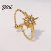 Adjustable Ring Women Finger Eight-Pointed Star Fit Open Multi-width Rings