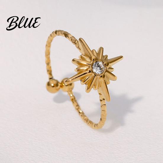 Adjustable Ring Women Finger Eight-Pointed Star Fit Open Multi-width Rings