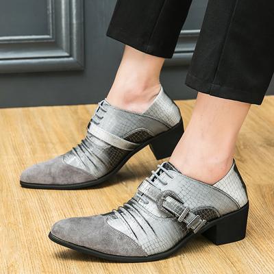 Zapatos Derby de tacón alto para hombre, color gris, para boda, baile, punta estrecha, con alzas, para esmoquin, graduación, blazer, para hombre