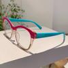 KAMMPT Vintage Cat Eye Glasses Women Multicolor Rim Blue Light Blocking Eyewear Ins Trendy Fashion Non-prescription Eyeglasses