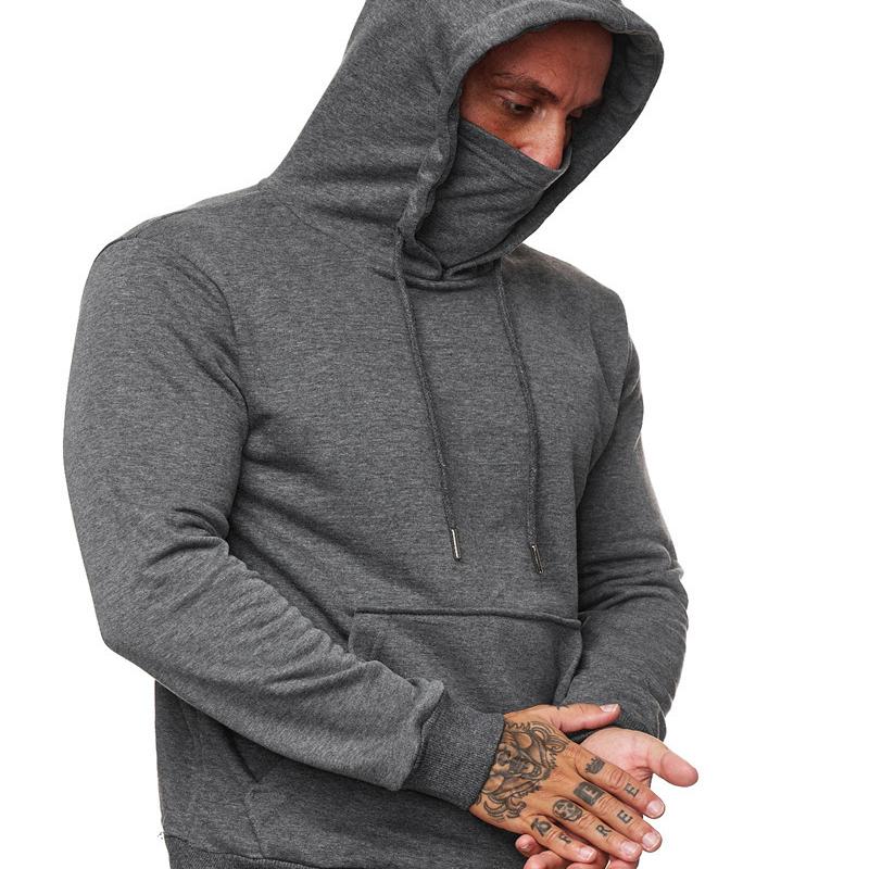 Спортивная мужская толстовка с капюшоном, футболка с длинным рукавом, мужская толстовка с капюшоном, маска M темно серый