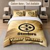 Custom Bedding Set Pittsburgh Steelers Pattern, Print Name Text 1 Duvet Cover Plus 2 Pillowcases Home Textile
