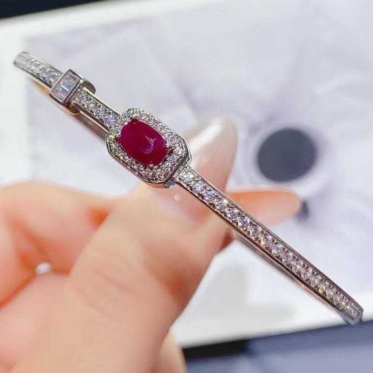 Natural Ruby Light Luxury Bracelet - Exquisite 925 Sterling Silver for Daily Wear