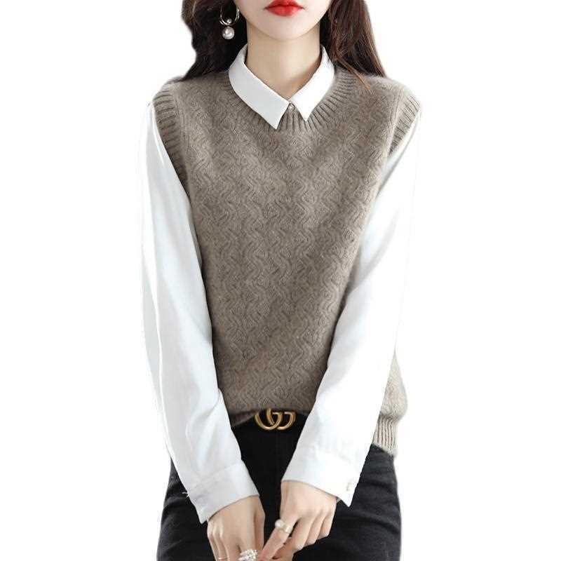 Women's Knitted Vest for Outer Wear Loose Slimming Cardigan Gilet Knitted Top for Ladies
