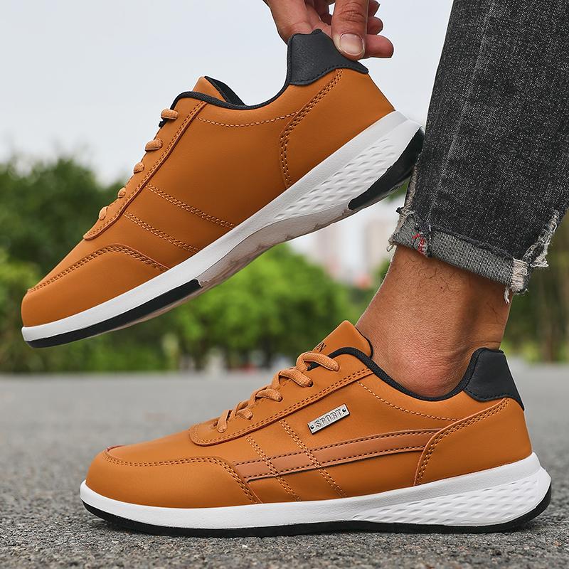 Men's Casual Sneakers Outdoor Breathable Light Bottom Running Shoes Mens Pu Leather Sports Shoe Non-Slip Footwear Tennis for Men