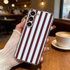 B-Burgundy White S-Stripe Phone Case For Samsung Galaxy S24 S25 S23 S22 S21 Plus S24 S25 Transparent Cover Case