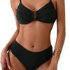 Womens Solid Color Push-Up Cut-Out Backless Bikini Set With Padded Cups No Underwire