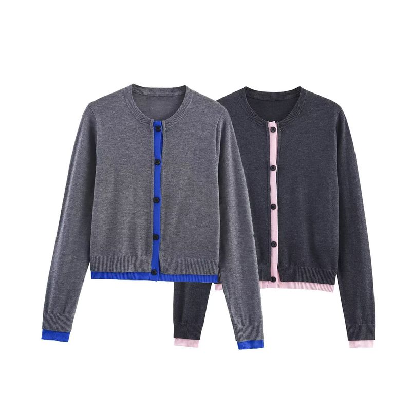 Kaslead New Women clothes Western Style Fashion Simple Patchwork Knitted Outerwear 3581005 802