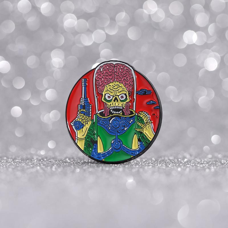 Creative Cartoon Alien Brooch Sci-fi Movie Brain Design Unique Alloy Pin For Halloween Fun