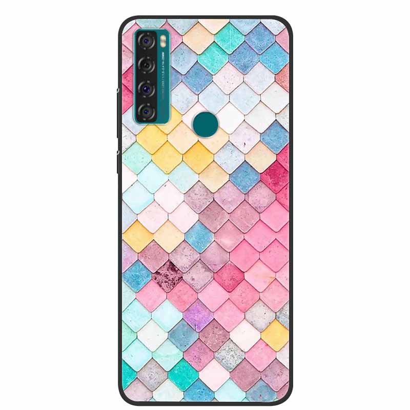 For TCL 20 SE Case Luxury Silicone TPU Soft Cover Phone Case For TCL 20 SE T671H Cartoon Funda Colourful Capa Shockproof Coque