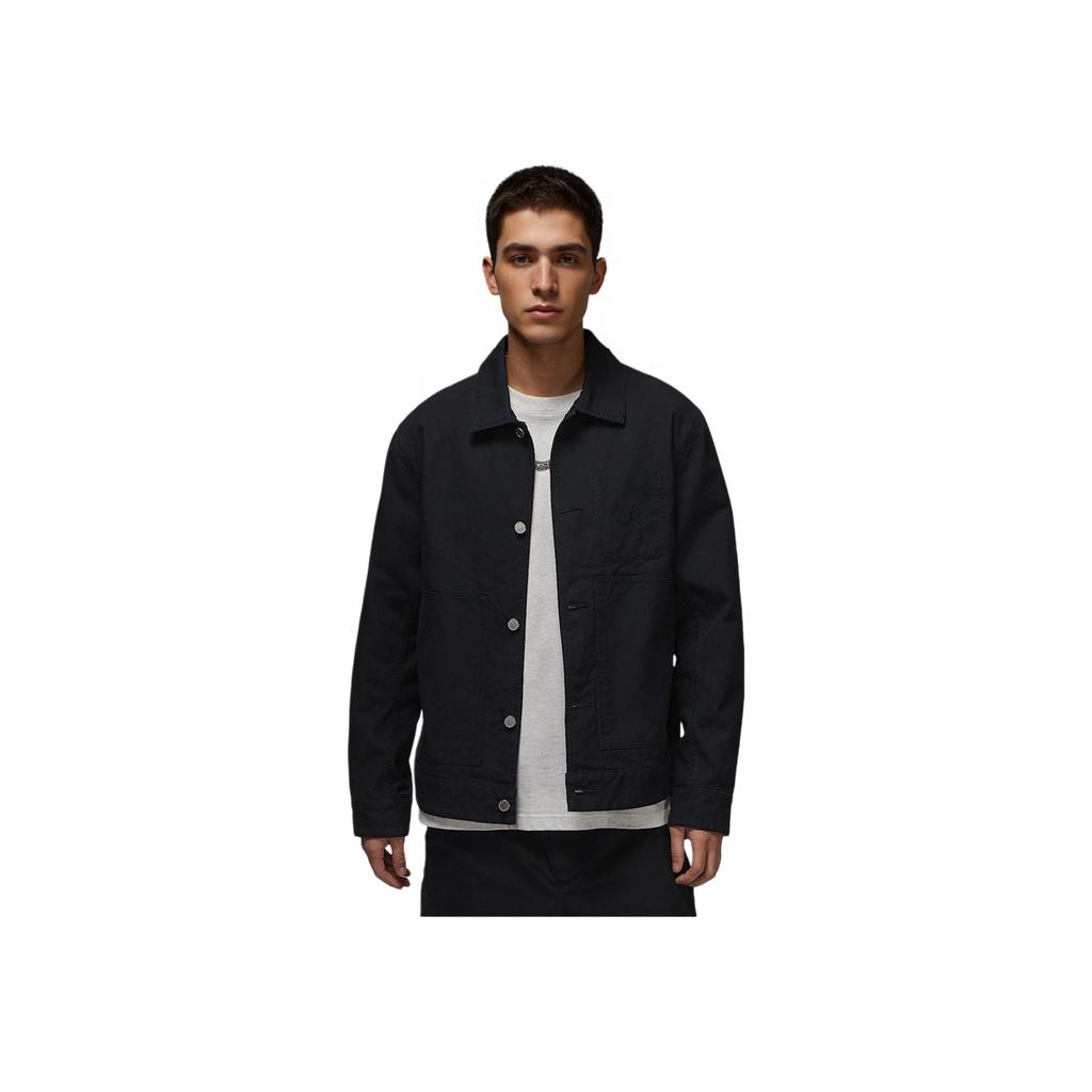 Jordan Essentials Chicago Locker gewebte Oversize-Jacke mit überschnittenen Schultern und langen Ärmeln für Herren, Jacke Schwarz HF9318010