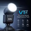 Authorized GODOX V1 Mid F V1mid Camera Round TTL Battery Compatible with Fujifilm Cameras [GODOX Dealer] Flash, Head, Speedlight, 2.4G HSS, 1/8000s,