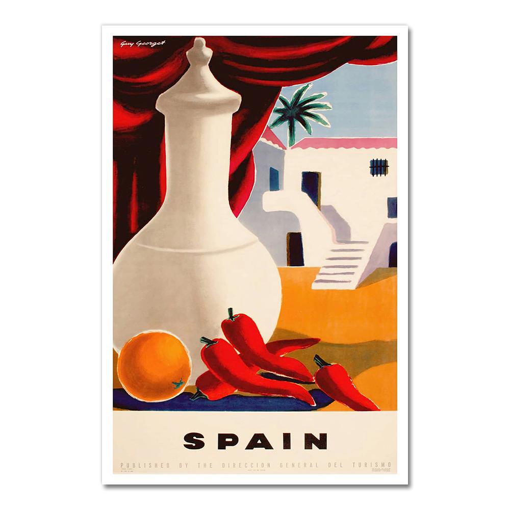 Spain Madrid San Sebastain Travel Canvas Painting Vintage Wall Kraft Posters Coated Wall Stickers Home Decorative Pictures Gift