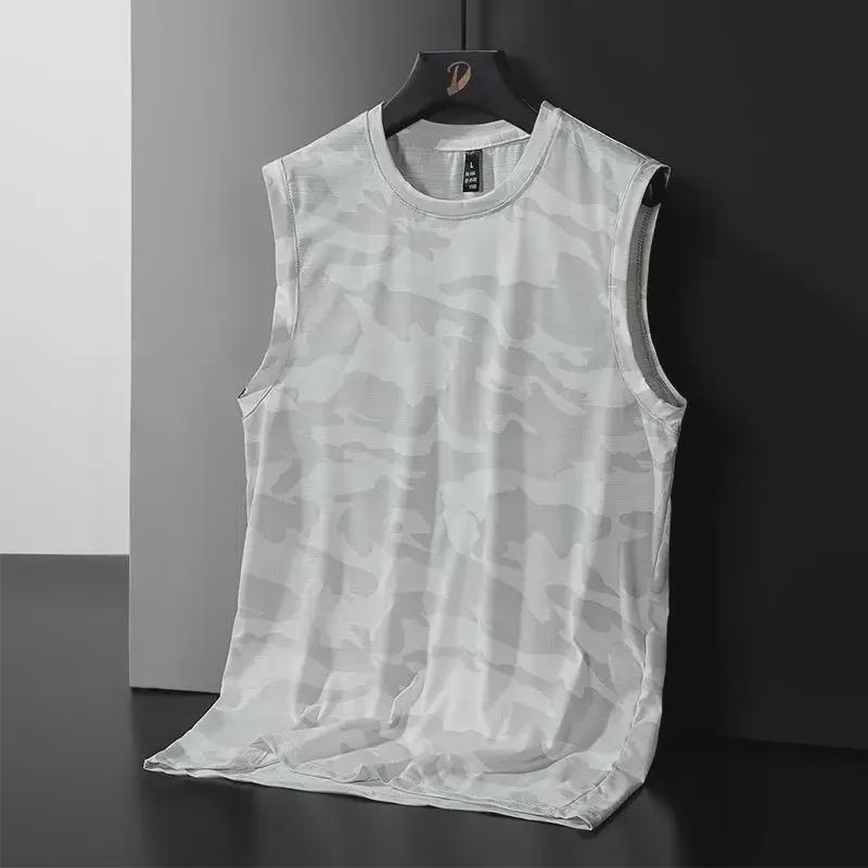 Men's 2023 Summer Quick-Dry Ice Silk Sports Vest - Loose Fit Sleeveless T-Shirt for Basketball & Fitness
