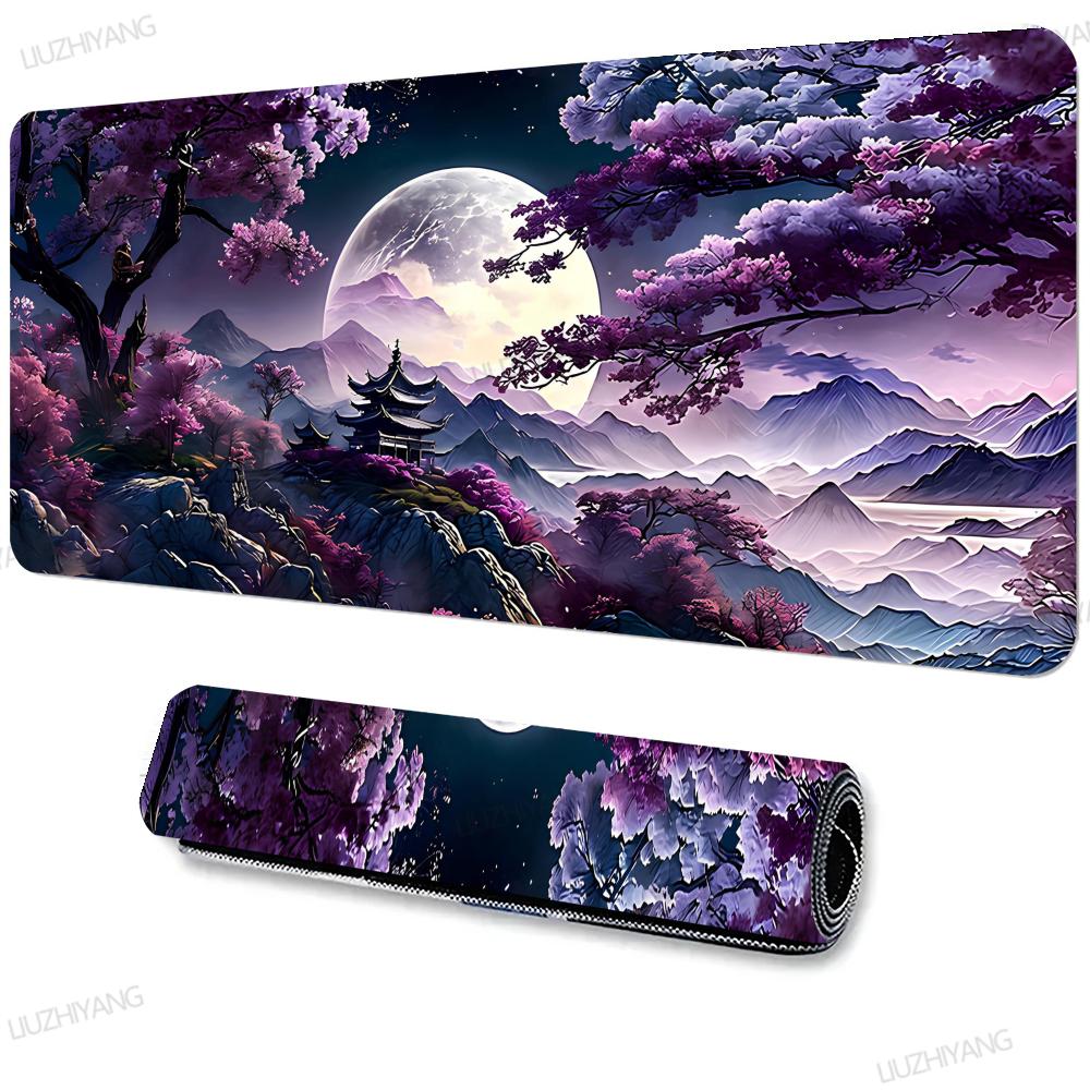 Sakura Landschaft Mauspads Großes Büro-Mauspad XXL Gamer Schreibtischzubehör Computertischunterlagen Erweitertes Langes Teppich-Mauspad