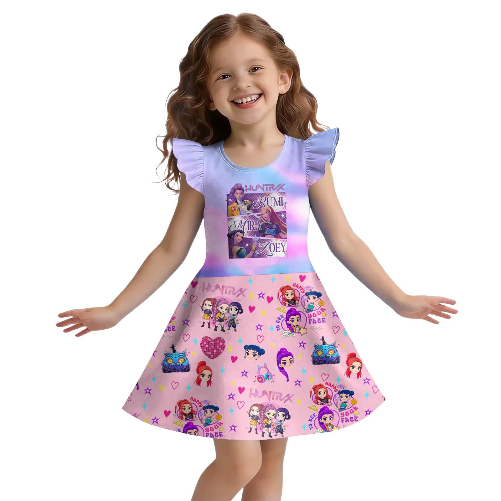 Children s Sleeveless U-neck Summer A-line Floral Casual Holiday Dress 110