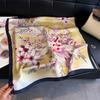 Elegant Flower Simulation Silk Printing Women's Silk Scarf Square Scarf Premium Shawl Sunscreen Neck Scarf Headscarf Scarf