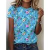 Fashion Women's Crew Neck Short Sleeve 3D Casual Color Printing Casual Short Sleeve Crew Neck T-Shirt