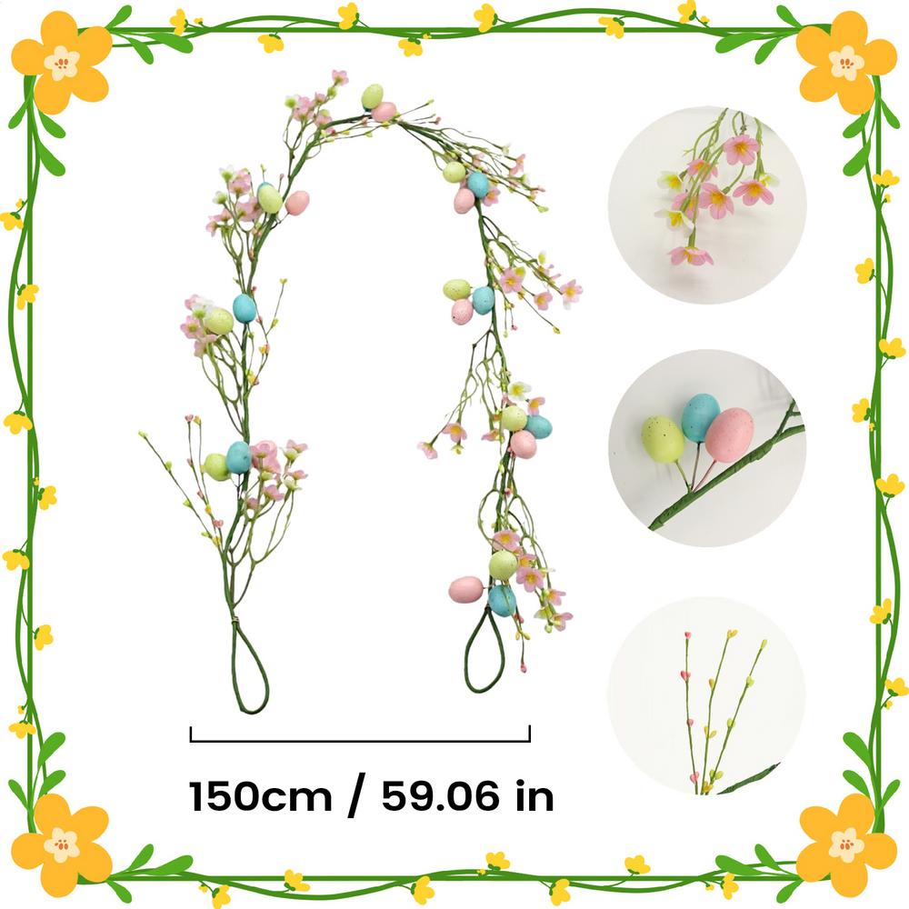 Easter Egg Garland 5ft Egg Artificial Spring Wreath Easter Decorations Garland For Indoor Home Room Dormitory Window Porch Daily