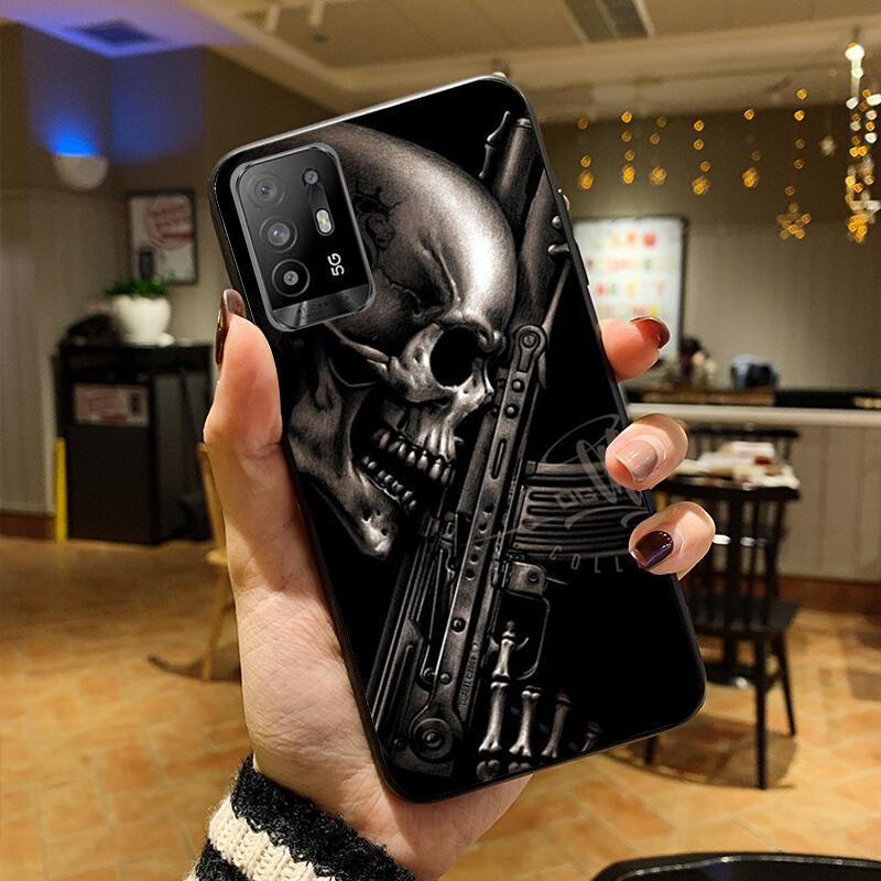 Skeleton Schädel Frau Kuss Tattoo Telefon Fall für OPPO A54 A74 A94 A53S A9 A5 A15 A16 A91 A96 A76 Reno8 8Pro Reno2 Z Abdeckung Coque