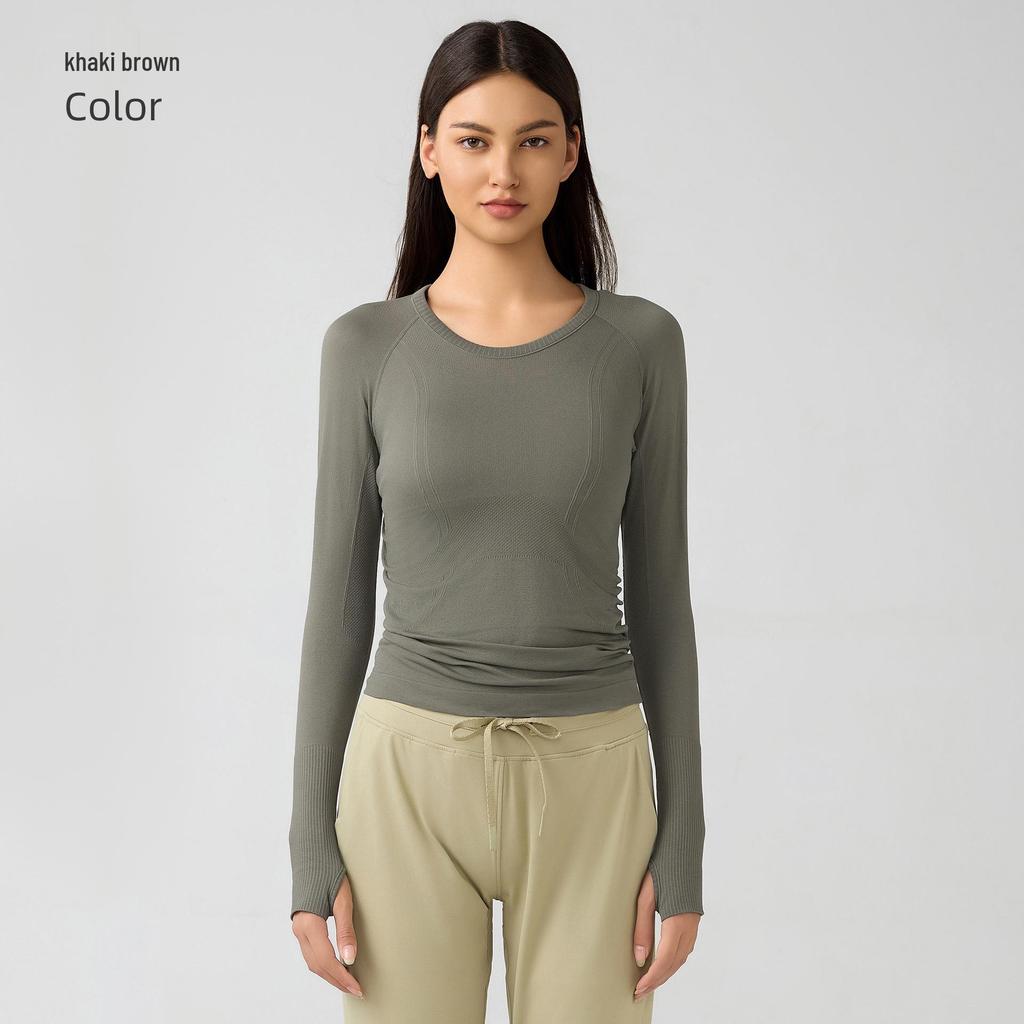 Women's Seamless Long Sleeve Yoga Top – Comfortable, Breathable, Tight-Fitting, Slimming Fitness Wear