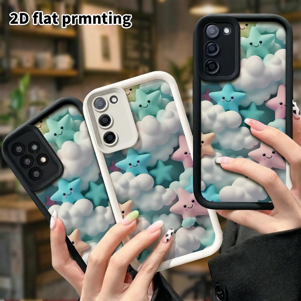 Phone Case: 2D Flat, Fits Samsung Galaxy A34 A35 M05 M06 S20 S22 S21 FE Plus 5G Protective Case, Stars and Clouds, Perfect Christmas and Halloween Hol