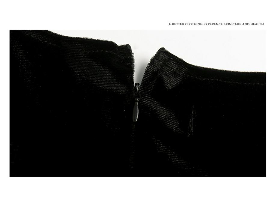 Autumn V-neck Velvet Patchwork Lantern Sleeve Floor-length Cinched Waist Retro Hepburn Dress