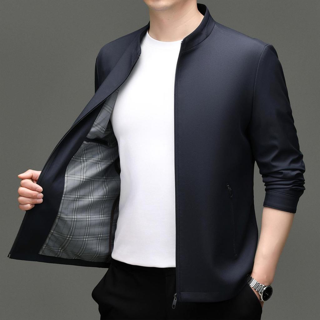 2026 Men's Stand Collar Business Jacket - High-End Spring & Autumn Outerwear, New Casual Style for Middle-Aged Men