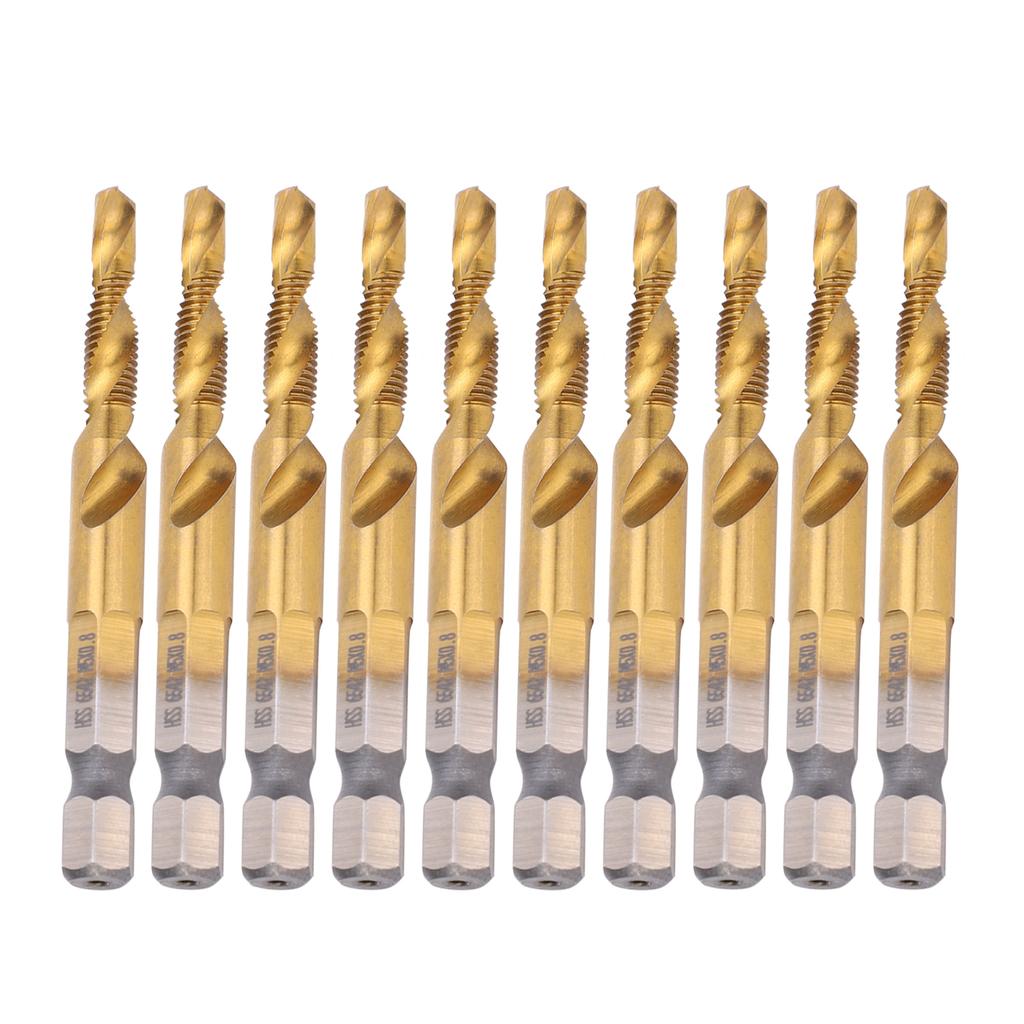 10 Bucăți Burghie de Filetat HSS 6.1 Coadă Hexagonală Pătrată Acoperite cu Ti Compozit M5 Unelte de Mână pentru Feronerie