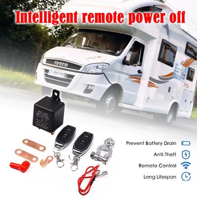 ממסר מתג מצבר 12V ניתוק מצבר בשלט רחוק מתג מבודד ניתוק נגד גניבה עם מתג הפעלה בשלט רחוק כפול