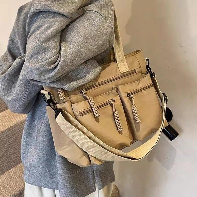 Leisure Large Capacity Tote Bag Women's Fashionable Nylon Cloth Shoulder Bag Daily Commuting Crossbody Bag Multi Pocket Handbag
