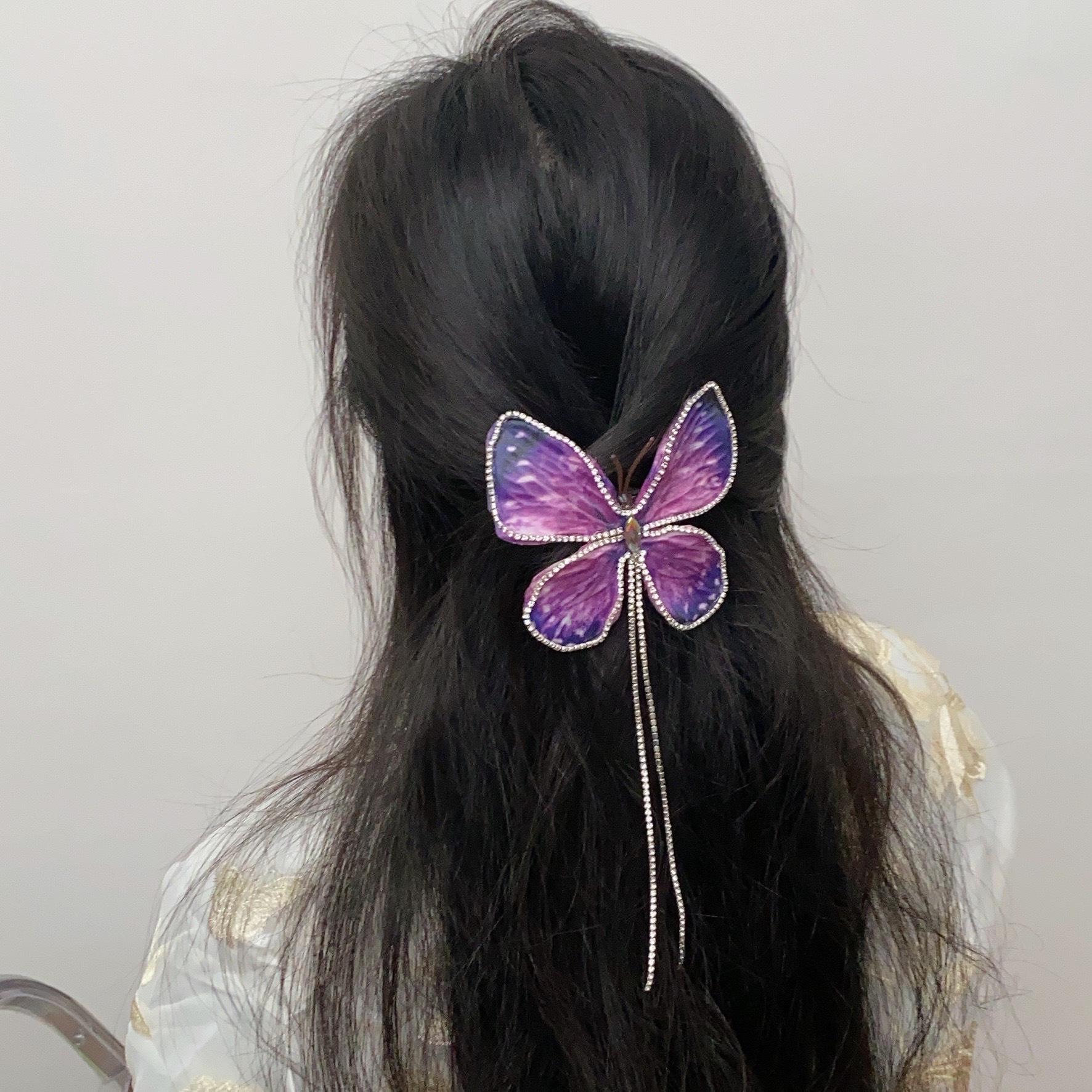 

Элегантная ретро-заколка-бабочка - изысканная заколка для челки из тюля для женщин