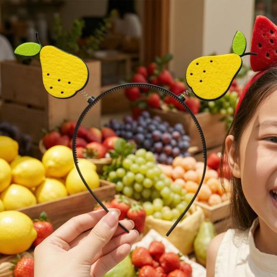 Kid Headband Spring Design Fruit-Decorated Headband Anti-Slip Tooth Design Stable Fit Hair Hoop Children Day Performance Hair Accessory