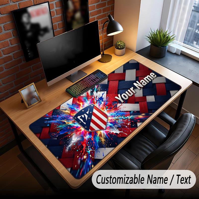 Großes Mauspade Atletico Madrid FC Aufdruck Benutzerdefinierter Name Text Schreibtischunterlage für Büro Gaming